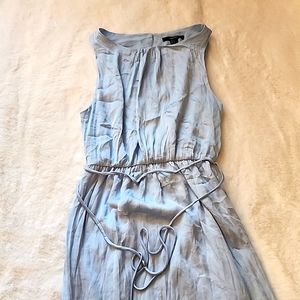 Light blue silk flowy Maxi with tie - small